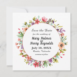 Rustic Wedding Watercolor Wildflowers Save The Date