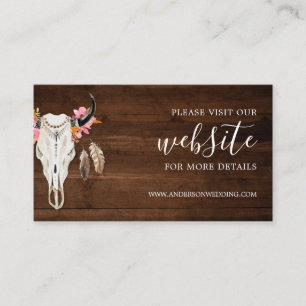 Rustic Wedding Website Antler Boho Dark Wood Enclosure Card