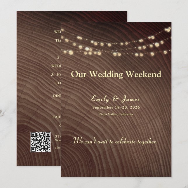 Rustic Wedding Weekend Itinerary Card (Front/Back)