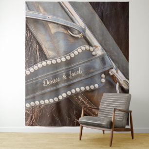 Rustic Wedding Western Horse Photo Booth Backdrop Tapestry