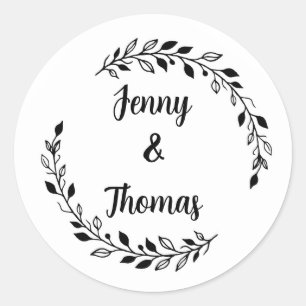 Rustic Wedding Wildflower Classic Round Sticker