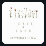 Rustic Wedding Wildflowers Sticker<br><div class="desc">Add a touch of natural elegance to your wedding favours or decor with these Wedding Wildflowers square Stickers. Featuring a charming wildflowers illustration, these stickers bring a rustic and timeless feel to your special day. They're perfect for sealing envelopes, adorning gift bags, or adding a personal touch to various wedding...</div>