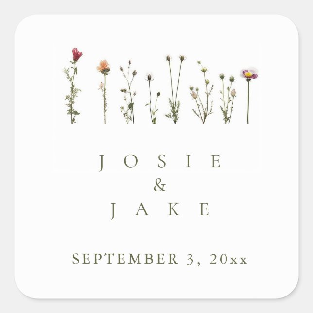 Rustic Wedding Wildflowers Sticker (Front)