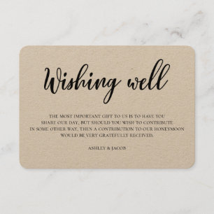 Rustic wedding wishing well. Modern kraft insert