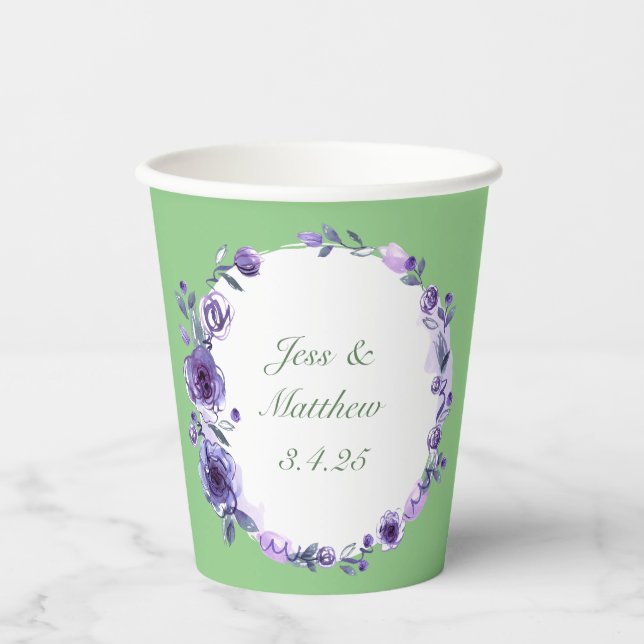 Rustic Wedding with Rustling Wreath Design Paper Cups (Front)