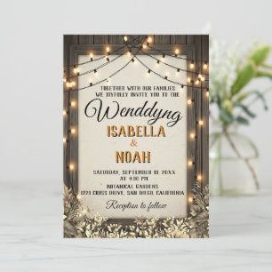 Rustic Wedding with Vintage Flowers and Foliage Invitation