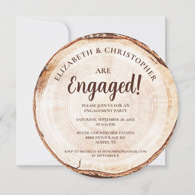 Rustic Wedding Wood Cut Grain Custom Invitation (Front)
