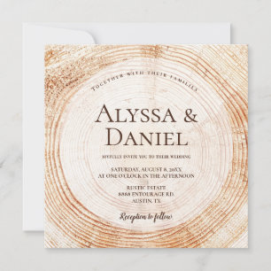 Rustic Wedding Wood Cut Grain Custom Invitation