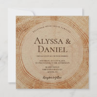 Rustic Wedding Wood Cut Grain Custom Invitation
