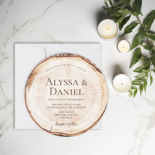 Rustic Wedding Wood Cut Grain Custom Invitation