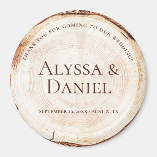 Rustic Wedding Wood Cut Grain Custom Magnet