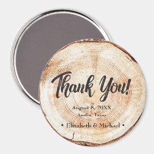 Rustic Wedding Wood Cut Thank You Magnet