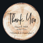 Rustic Wedding Wood Cut Thank you Script Magnet<br><div class="desc">Express your gratitude to your wedding guests in a charming and rustic way with the Rustic Wedding Wood Cut Thank You Script Magnet. This unique favor is designed to leave a lasting impression and serve as a daily reminder of your special day. The magnet features a printed woodcut background, adding...</div>