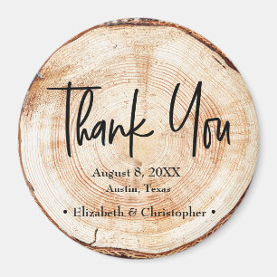 Rustic Wedding Wood Cut Thank you Script Magnet