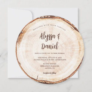 Rustic Wedding Wood Cut Unique Custom Invitation