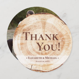 Rustic Wedding Wood Grain Custom Photo Thank you Invitation