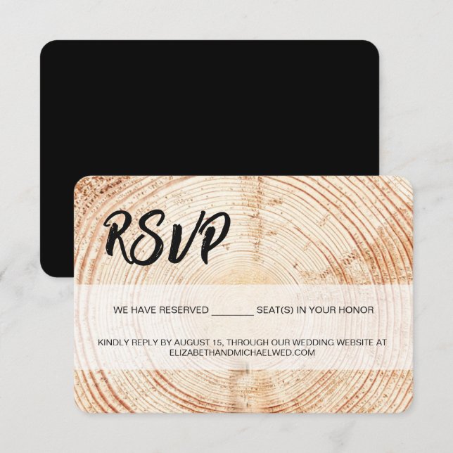 Rustic Wedding Wood Grain RSVP reserved Seating (Front/Back)