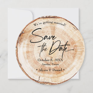 Rustic Wedding Wood Grain save the date Photo Invitation