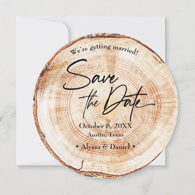 Rustic Wedding Wood Grain save the date Photo Invitation (Front)