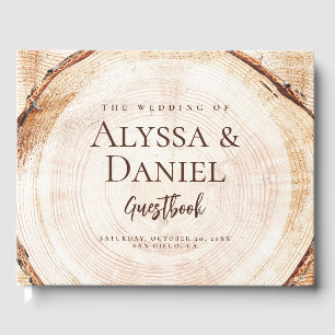Rustic Wedding Wood Grain tree bark Custom Guest Book