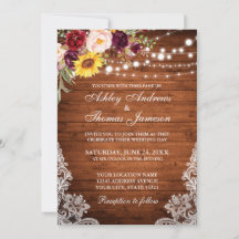Rustic Wedding Wood Lights Lace Watercolor Floral