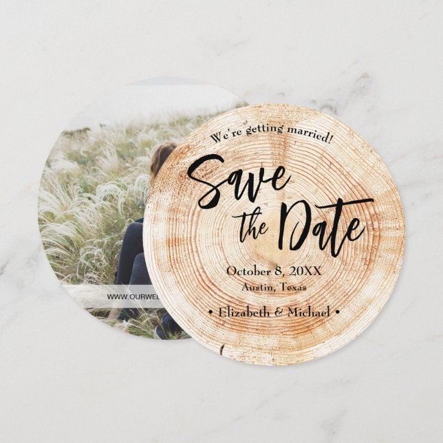 Rustic Wedding Wood Save the date photo Invitation (Front/Back)