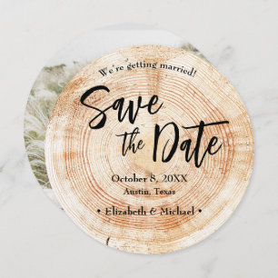 Rustic Wedding Wood Save the date photo Invitation