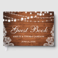 Rustic Wedding Wood String Lights Lace