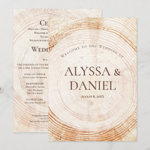 Rustic Wedding.wood Tree bark Custom Program Programme
