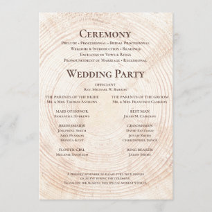 Rustic Wedding.wood Tree bark Custom Program Programme