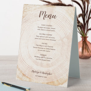 Rustic Wedding Wood Tree ring Custom Menu meals