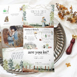 Rustic Weekend in the Woods | Forest Wedding Tri-Fold Invitation<br><div class="desc">Set the tone for an exciting wedding weekend with a custom itinerary invitation. This "roomy" invitation is a great way to give your guests additional information on the wedding. These cards can list the festivities surrounding your wedding weekend, such as welcome cocktails, after-parties, and morning after brunches. If you’re planning...</div>