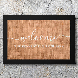Rustic Welcome Family Name Personalised Farmhouse Doormat