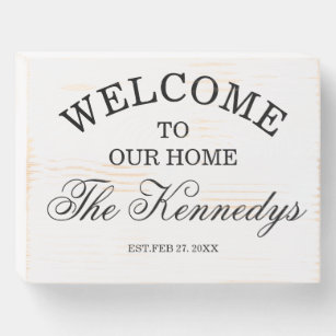 Rustic Welcome Home Family Name Established Wooden Box Sign
