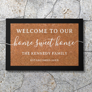 Rustic Welcome Home Sweet Home Family Name  Doormat