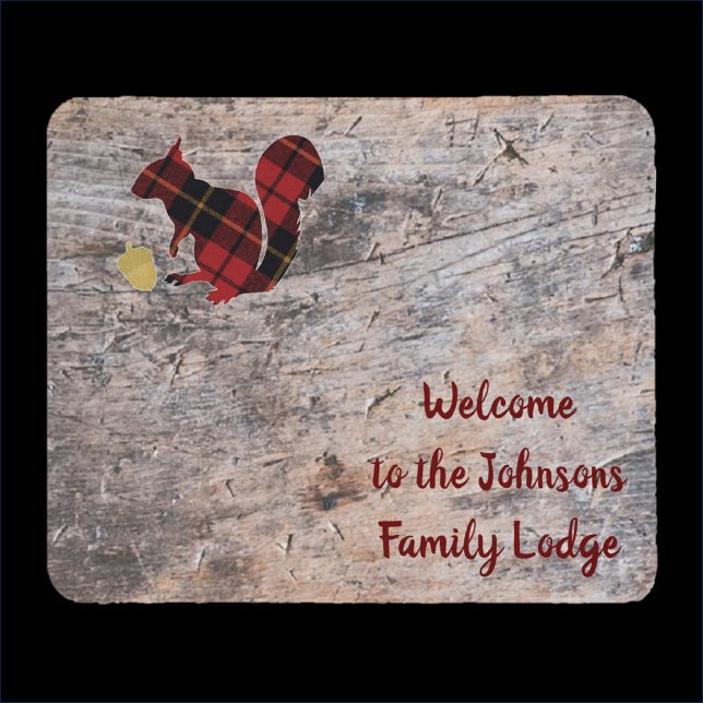 Rustic Welcome Plaid Squirrel  Mouse Mat (Creator Uploaded)