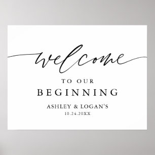 Rustic  Welcome To Our Beginning Wedding Sign