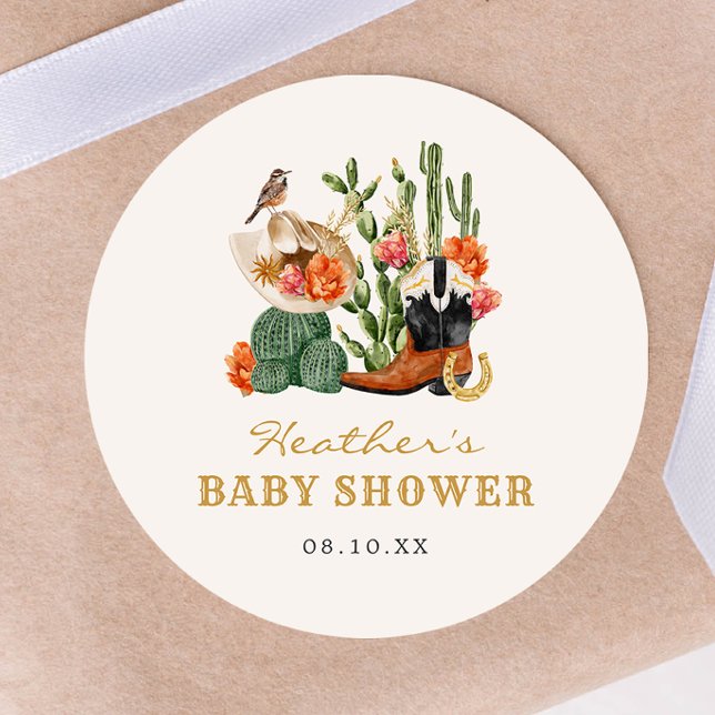 Rustic Western Baby Shower Sticker (Rustic Western Baby Shower Sticker by Painted Paperie
)