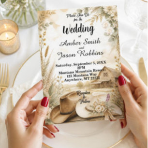Rustic Western Barn Wedding Invitation