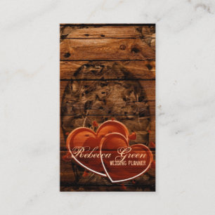 Rustic Western Barn Wood Horseshoe Business Card