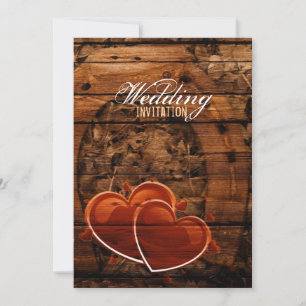 Rustic Western Barn Wood Horseshoe Wedding Invitation