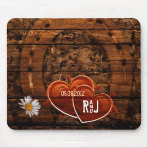 Rustic Western Barn Wood Horseshoe Wedding Mouse Mat