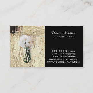 rustic western barn wood mason jar white daisy business card