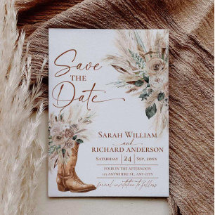 Rustic Western Boho Cowgirl Boots Save the Date