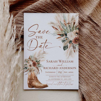 Rustic Western Boho Save the Date Card with Photo