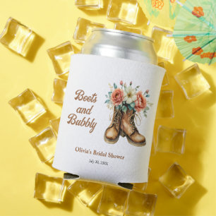 Rustic Western Boots and Bubbly Bridal Shower Can Cooler