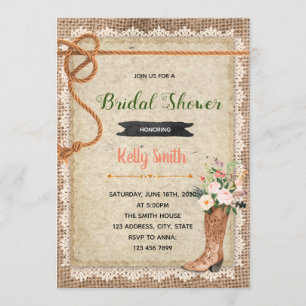 Rustic western bridal shower invitation