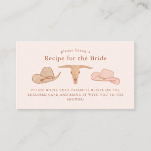 Rustic Western Bridal Shower Recipe Request Enclosure Card