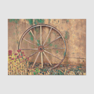  Rustic Western Brown Green Wagon Wheel Art Tissue Paper