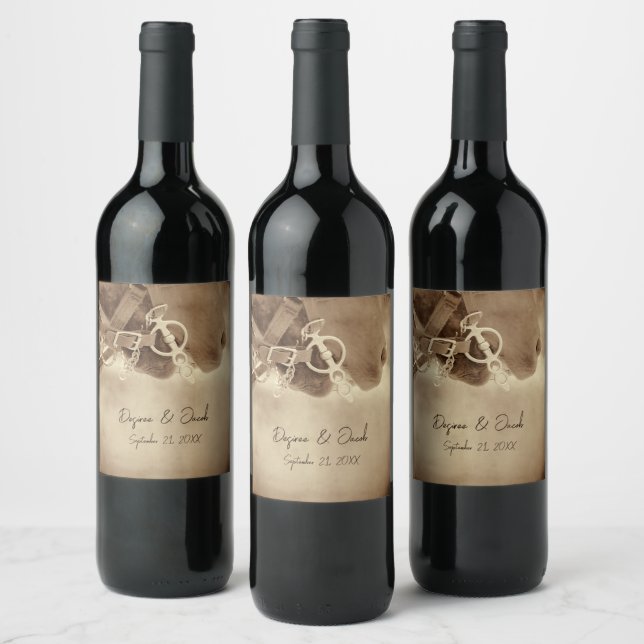 Rustic Western Brown Horse Wedding Wine Label (Bottles)